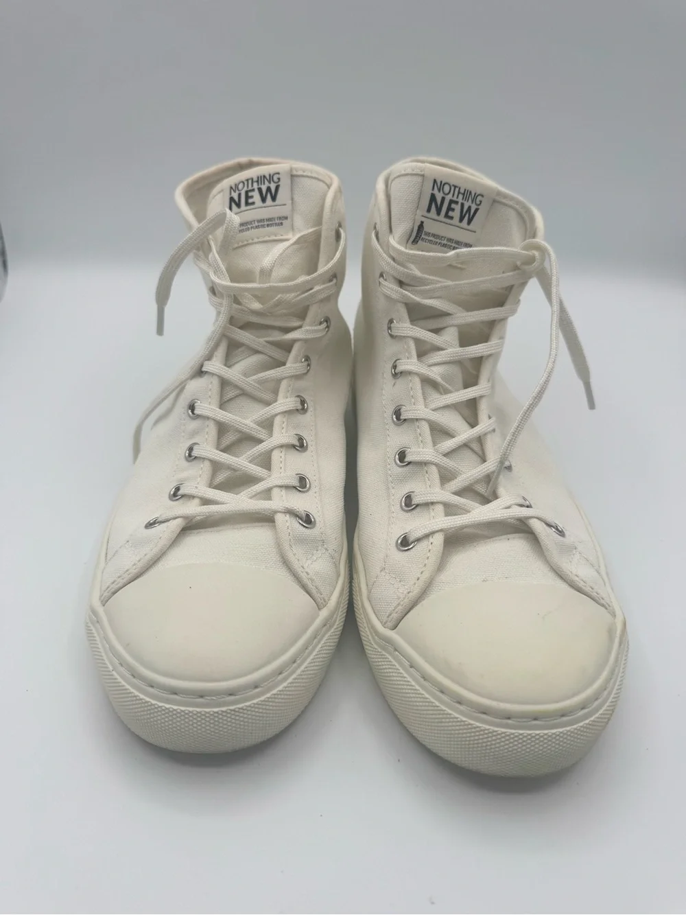 Nothing New White High Top Sneakers Sustainable Canvas Men’s 10.5